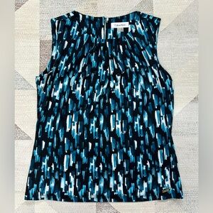 Calvin Klein Women's Black and Blue Abstract Blouse